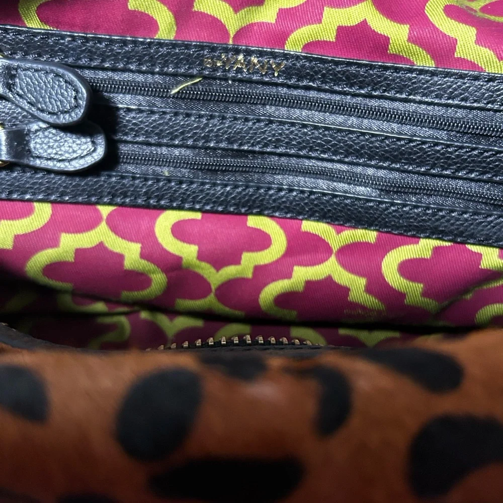 Leopard Print Satchel Handbag with Black Trim and Gold Accents
